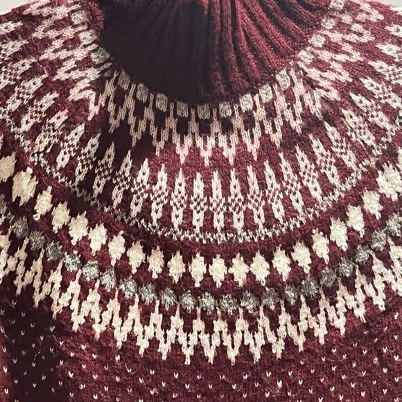 Eddie Bauer Vintage Wool Blend Cranberry Fair Isle Sweater Women’s sz small - Picture 6 of 7